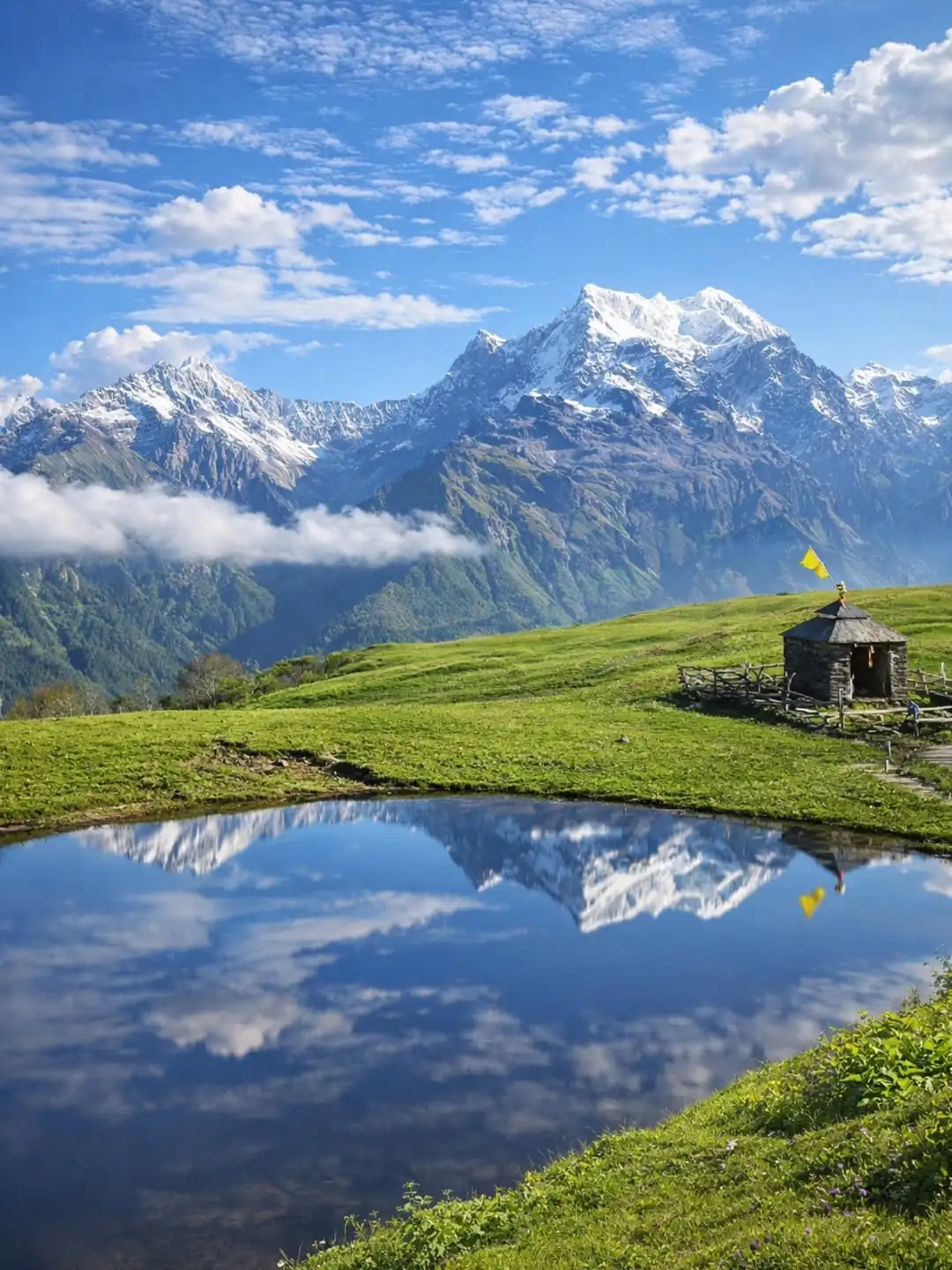 Himalayan peaks visible from Budha Madmaheshwar meadow